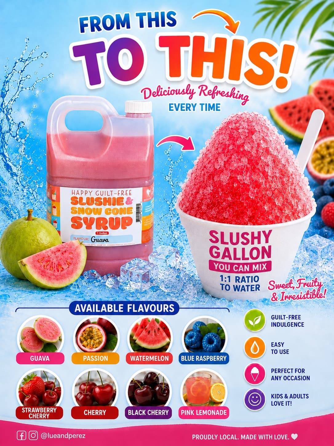 Branded guava slushie syrup promotional image